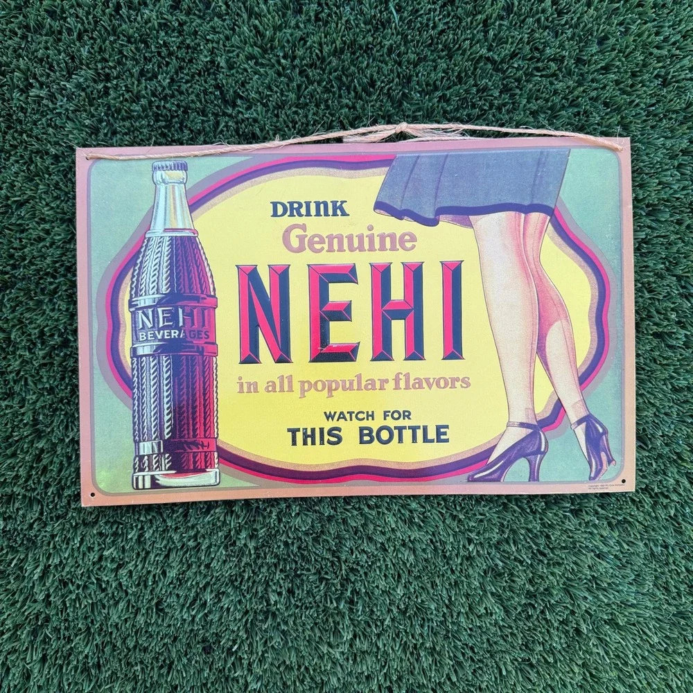 Vintage 1993 Nehi‎ Beverages Metal Sign Drink Genuine Soda Pop Advertising Decor